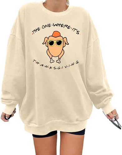 YI XIANG RAN Thanksgiving Sweatshirt Women Friends Turkey T-Shirt: Friendsgiving Long Sleeve Turkey...