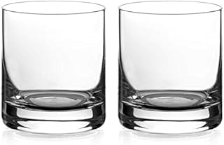 DIAMANTE Whisky Glasses Crystal Short Drink Tumblers Pair - Auris Collection Undecorated Crystal - Set of 2