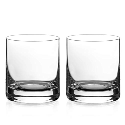 DIAMANTE Whisky Glasses Crystal Short Drink Tumblers Pair - ‘Auris’ Collection Undecorated Crystal - Set of 2