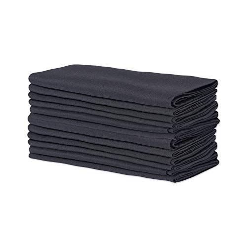 E-Living Store Polyester Cloth Napkins, Commercial Qualit & Heavy Duty for Restaurant, Catering Event, or Home Use (18x18 - Bulk Set of 12) Black