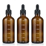 3 STÜCK LEERE NACHFÜLLBARE BERNSTEINFARBENE GLAS-TROPFFLASCHE FÜR ÄTHERISCHE ÖLE, KOSMETIK, ELITE FLÜSSIGKEITSBEHÄLTER, GEFÄSS, TOPFLAPPEN MIT GLASPIPETTE (100 ML)