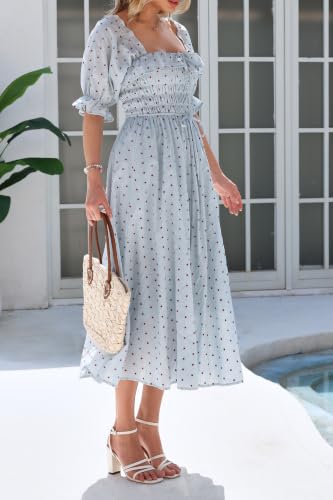 Image of R.Vivimos Women Summer Half Sleeve Cotton Ruffled Vintage Elegant Backless A Line Flowy Long Dresses