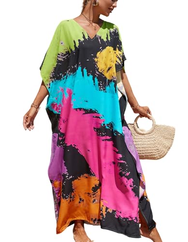 Image of NFVNKJ Women's Plus Size Beach Lounge Kaftan Maxi Dress Swimsuit Coverup for Women