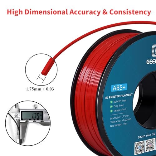 GEEETECH ABS+ Filament 1,75 mm, 3D Drucker Filament ABS 1KG Spool, Maßgenauigkeit +/- 0,03mm, Rot – Bild 5