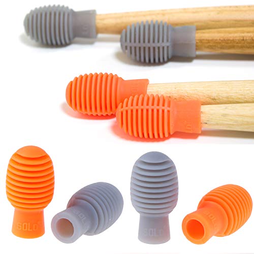 6 Pieces Drum Silent Tips Drum Dampener Silicone Drumstick Drum Practice Silent Accessories Mute Replacement for Musical Practice Instruments(Orange,Grey)