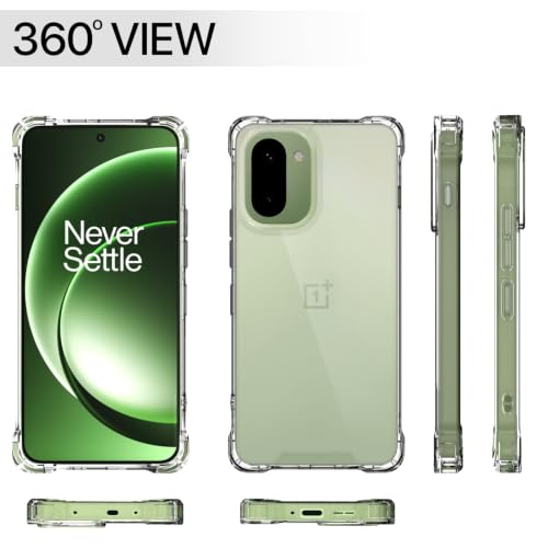 Image of Outlouders Back Cover for OnePlus 15R 5G / Ace 6 5G / Ace 6T 5G Clear Transparent PC + TPU Bumper Case with Raised Edges for Shockproof Protection (Transparent)