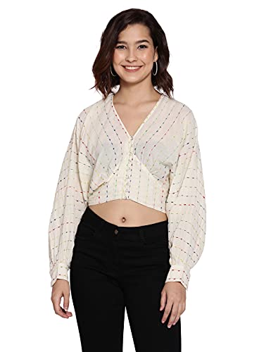 Image of oxolloxo Jovial jwell blueish Women Dobby Crop top
