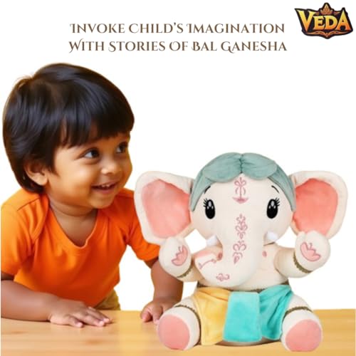 Image of VEDA Bal Ganesha. Plush Stuffed Toy of Our Favourite Elephant God. Best Soft Toy Gift for Boys and Girls of All Ages. Size: 12 inches (30 cm)