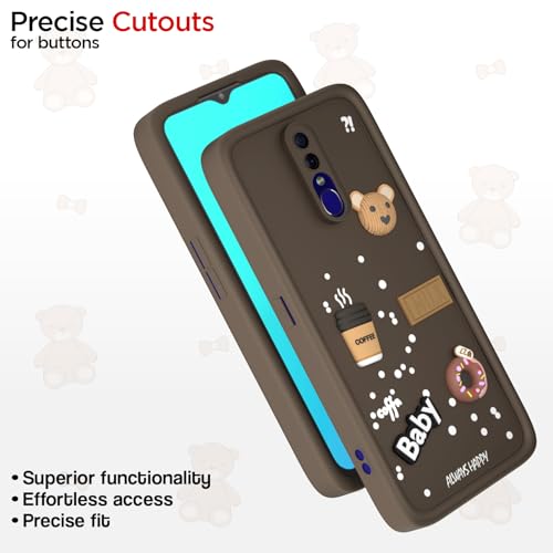 Image of Pikkme Back Cover for Oppo F11 | Cute Fun Cartoon 3D Bear Silicone Full Body Protection Bumper Case (Brown)