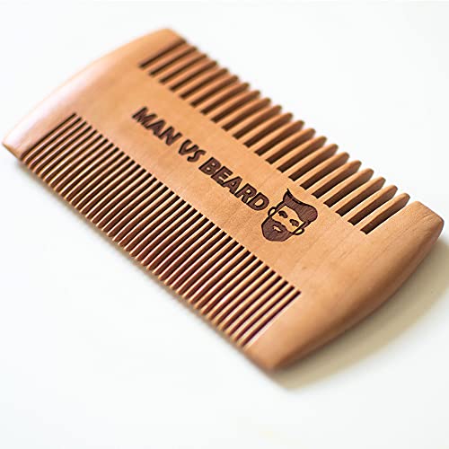 Man vs Beard Original Antistatic Wooden Beard Comb Coarse & Fine Teeth Moustache & Beard Grooming