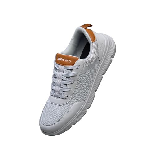 Image of Neeman's Melange Dress Sneakers for Men | Breathable Mesh & Faux Leather Upper | Lightweight EVA Sole with Natural Rubber | Stylish Lace-Up Sneakers for Travel & Everyday Casual Comfort