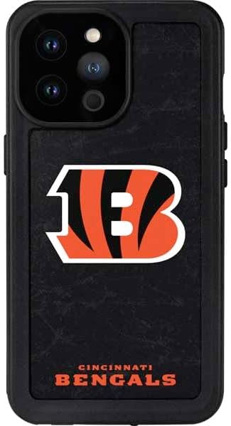 Skinit Waterproof Phone Case Compatible with iPhone 14 Pro Max - Officially Licensed NFL Cincinnati Bengals - Distressed Design