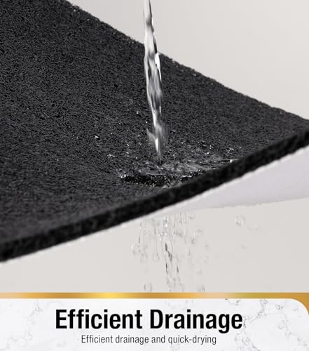 Image of HITSLAM Square Loofah Shower Mat, 24x24 Inch Non Slip Bath Mat, Black