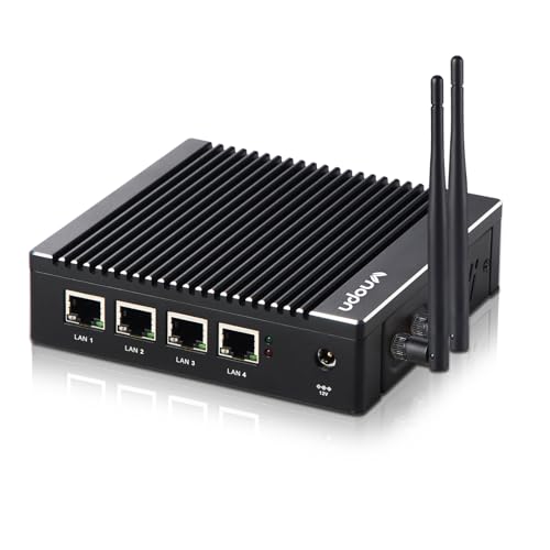 VNOPN Fanless Micro Firewall Appliance Mini PC Intel J3710 Quad Core, 4 x Intel i226 Ethernet LAN Network Gateway Soft Router Controller, AES NI Test with pf-Sense/opn-Sense Wi-Fi（8G 128GB）