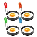 QYYL Spiegelei Ringe, Ei Ring für Bratpfanne, 4 Stück Spiegeleiform Edelstahl Pancake Form zum Kochen von Spiegelei/Pfannkuchen/Omeletts, Antihaft Beschichtung