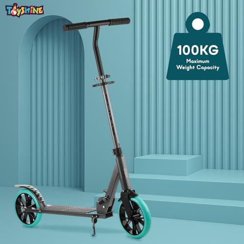 Image of Toyshine Rhino 2 Wheel Runner Scooter with Anti Slip ABS Base Big Wheels Height Adjustable Handlebar Foldable Max Load 50kg for Boys and Girls Ages 5 and Above - Grey