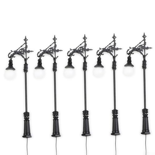 5 Pieces 20mA Model Railway N Gauge Street Lamps 1:160 Scale LED Light 65mm for Train Layout Scenery Decoration