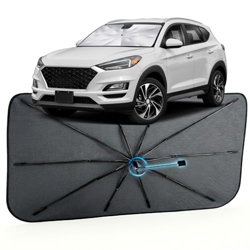Image of Car Windshield Sun Shade for Hyundai Tucson 2016-2021 -[Reflective Coated Fabric] Sunshade Umbrella for Front Window, Car Shades Sun Visor Keep Car Cool and Protects Interior, 1:1 Exact Fit