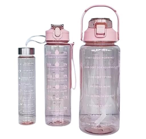 3 PCS Transparent Motivational Water Bottles bottle with Time Marker Leak Proof Airtight unbreakable Fitness Sports For Office School Gym Travel Motivational Bottle Set (pack of 1)-image-32