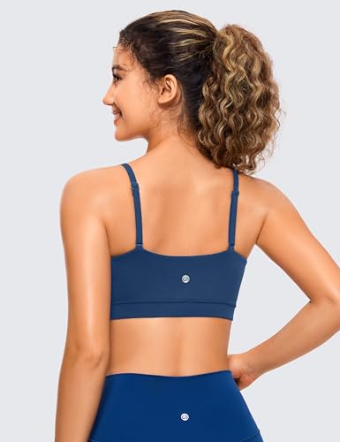 Image of CRZ YOGA Butterluxe Thin Strap Sports Bra | Light Support, Removable Pads, Yoga, Extremely Soft, Square Neck, Adjustable Back, for Women