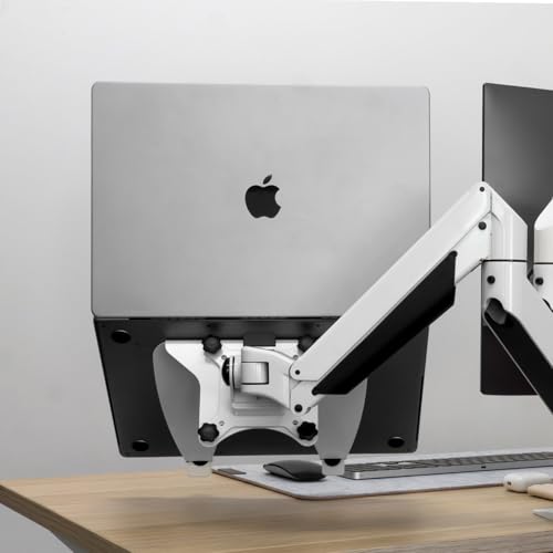 Image of Desky Universal Laptop Mount - Adjustable VESA-Compatible Holder for 10 inch-17 inch Laptops, Fits 75x75 & 100x100mm Monitor Arms, Anti-Slip Pads, Ventilated Tray - Black