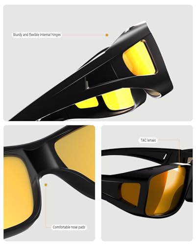 Image of Night Driving Glasses for Men Women Fit Over Sunglasses Anti Glare Polarized HD Night Vision Glasses