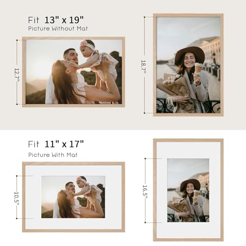 puthiac 13x19 Oak Wood Picture Frame - 13"x19" Poster Frames for Wall, 13x19 Picture Frames for Wall, 13 x 19 Picture Frames, 13 x 19 Frames for Wall(3 Pack, Beige)
