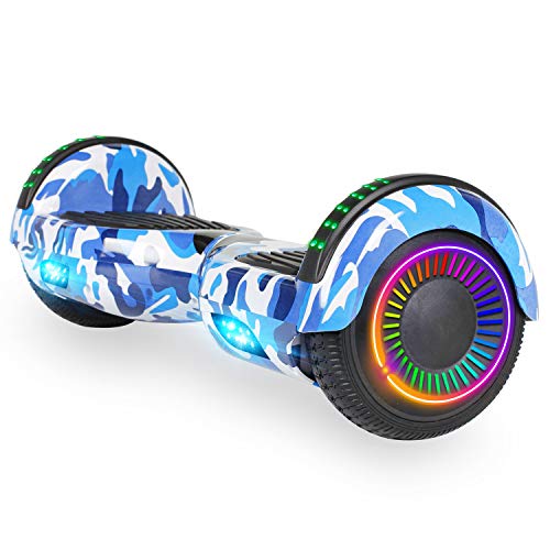 Felimoda Hoverboard, 6.5 Inch self Balancing Hoverboard with LED Light Flashing Wheel for Kids & Adult (Camo Blue)