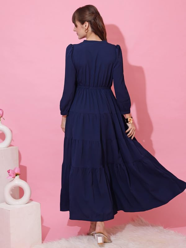 Image of Honky Tonky Women's Casual 3 /4 Sleeve Crepe Fit and Flare Dress| Comfortable Relaxed Fit Summer Party Dress