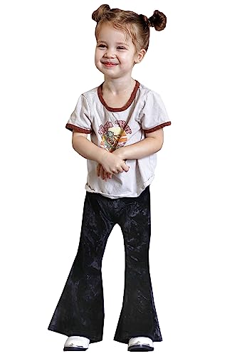 Daisy Del Sol Little Girls Velvet Boho Bell Bottom Flared Stretch Legging Pants Toddler Childrens Kids 2T-83
