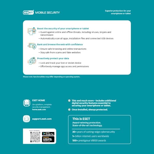 Image of ESET Mobile Security Premium | Mobile Antivirus | 2024 Edition| 1 Device | 1 Year | Privacy | Payment Protection | Antiphishing | Adware Detector