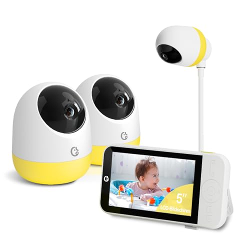 Image of Ellie Pro Baby Monitor with 2 Cameras,5'' IPS 2K UHD Resolution,6000mAh Battery, Remote Pan-Tilt-5X Zoom, 2-Way Talk,No WiFi, Night Vision, Virtual Fence and 1000ft Range