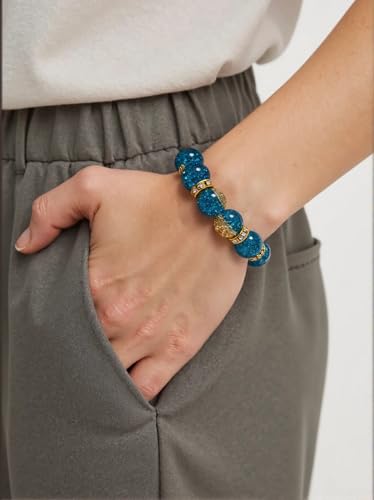 Glass Of Glass Bracelet, Multicolor Sparkling Beads Handmade Blown Glass, Glass Bracelets for Women 5