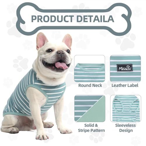 Image of MIHACHI Dog Shirts Cotton Striped T-Shirt, Summer Pet Clothes for Small Dogs, 2-Pack Soft Puppy Apparel Cat Tee, Sleeveless Lightweight, Quick Dry, Breathable,Stretchy, Blue S
