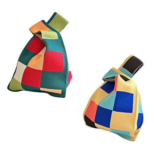 2PCS Trendy Colorblock Knitted Satchel Bag - All-Match Stylish Handbag for Daily Use & Shopping