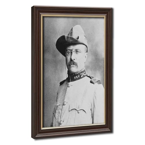 Toile Theodore Roosevelt pour décoration murale bureau élégante en noir et blanc 20x30cm