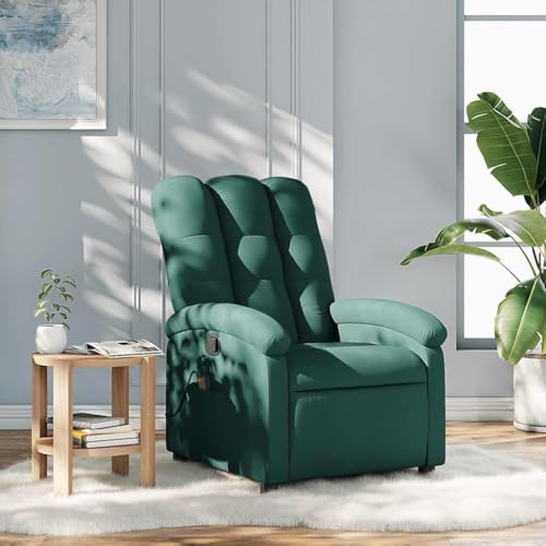mtlskopl Dark Green Fabric Massage Recliner Chair, 70x93x101 cm Manual