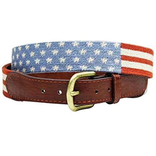 Stars and Stripes Needlepoint Belt in Red, White and Blue by Smathers & Branson