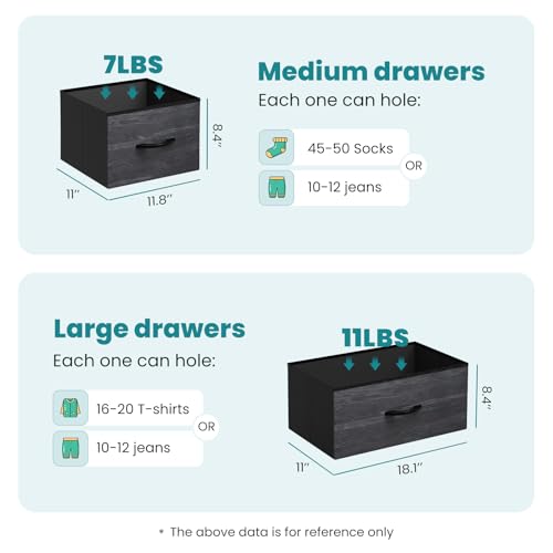 Image of OLIXIS 7 Drawers Dresser for Bedroom, Fabric Storage Tower for Living Room, Entryway - Sturdy Steel Frame, Wooden Top and Easy Pull Fabric Bins, Closet Chests Organizer for Clothes,Black Wood Grain