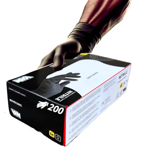 RFD Guanti in Nitrile Neri - 100 Pezzi - taglia M - Monouso Senza Talco per Cucina, Laboratorio, Tattoo, Alimentari, Meccanica - Resistenti, Usa e Getta