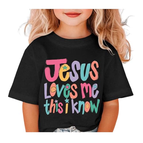 Image of BINTEHGS Jesus Shirts for Kids Christian Graphic Tees for Girls Religious God Tshirts Inspirational Bible Verse Cute T-Shirts
