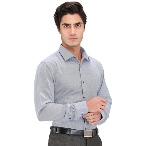 Image of Park Avenue Men's Slim Fit Structure Pattern Cotton Polyester Blend Semi Cutaway Collar Full Sleeve Formal Shirt