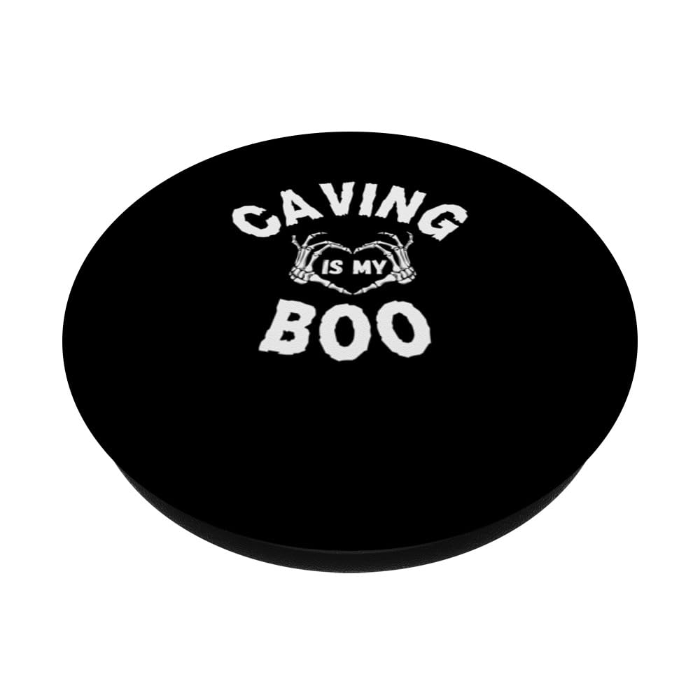 Caving Is My Boo Halloween Love PopSockets Swappable PopGrip, Black - Image 2