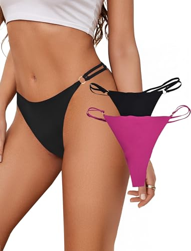 Evolyline Seamless String Tanga Damen Nahtlose String Sexy Slips Unterwäsche Brazilian Dessous Damen Unterhosen Mit Geschenkbox Schlüsselanhänger...