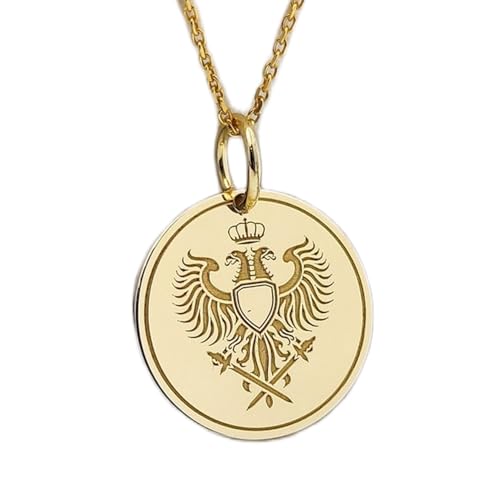 Collier pendentif pièce gravée blason LKBEADS un bijou unisexe durable qui ne ternit pas