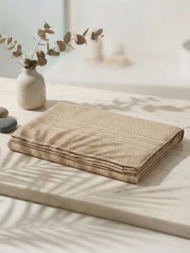 Image of Monte Carlo Essential 100% Cotton Bath Towel | 340 GSM Ultra Lightweight & Quick Dry | Soft Absorbent Large Towel 75x150 cm | Skin Friendly Daily Use Bathroom Towel for Men & Women (Soho) | Oat