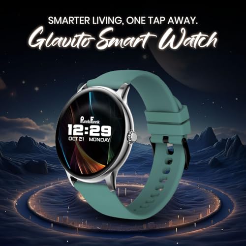 Image of PunnkFunnk Glavito Round Dial Smartwatch 1.49 inch AMOLED Display, 100+ Sports Modes, IP67, Health Tracking, Bluetooth Calling, Functional Crown Control, 100+ Watch Faces for Men & Women (Light Green)