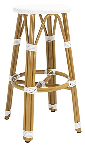 Safavieh PAT4018C Outdoor Collection Kelsey White 30-inch Bar Stool