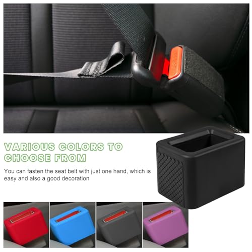 Image of povtii 2PCS Car Seat Belt Buckle Holder, Silicone Auto Seatbelt Buckle Booster Makes Receptacle Upright Buckling, Easy Access Seat Belt Buckle Safety Cover for Kids, Car Accessories (Black)