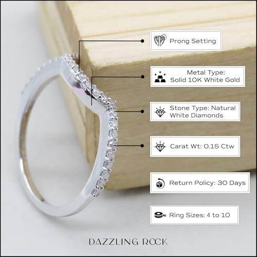 Dazzlingrock Collection Round White Diamond Anniversary Wedding Stackable Band Contour Guard Ring for Her (0.15 ctw, Color I-J, Clarity I1-I3) in Solid Gold4